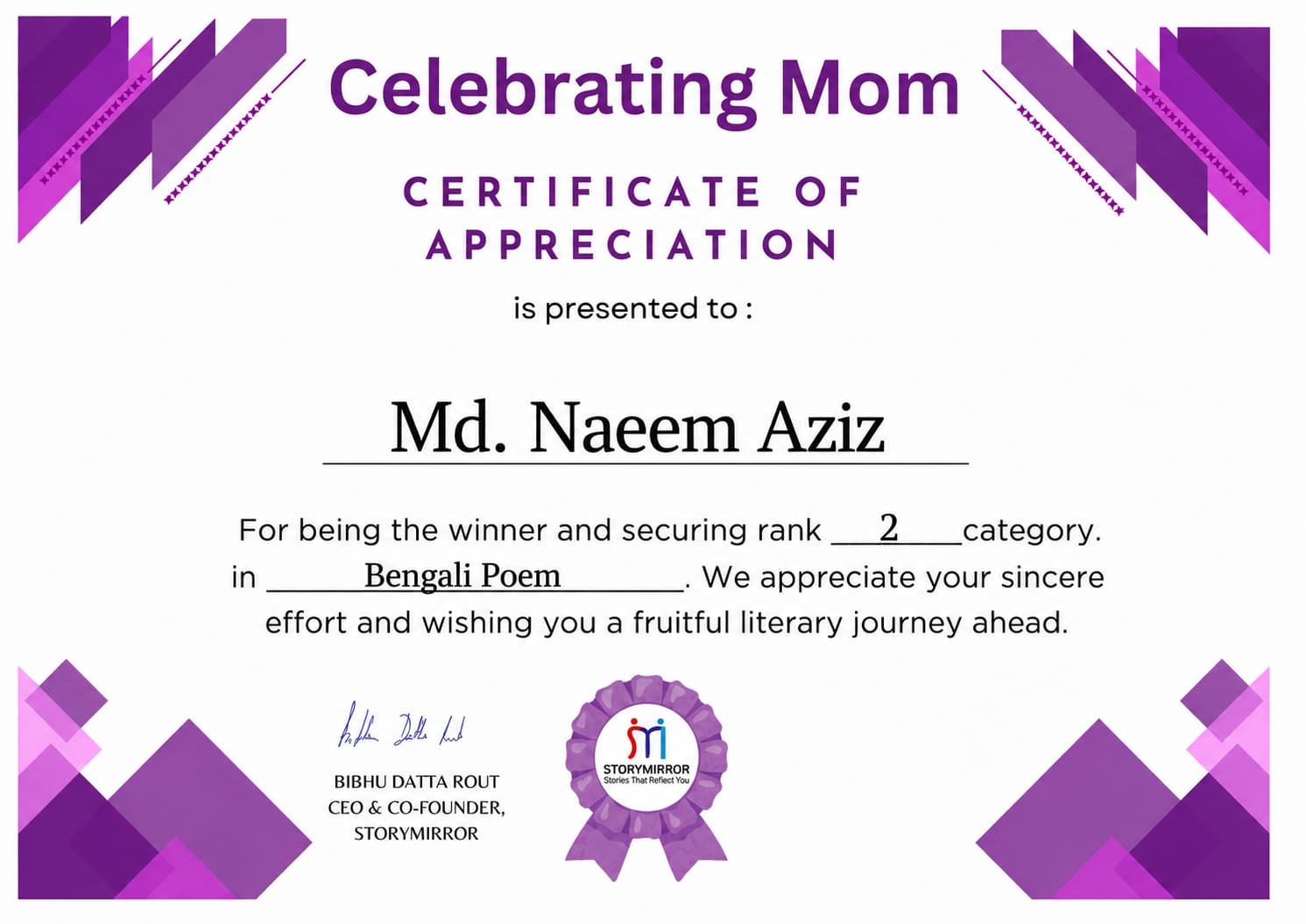 2nd place among 1000+ poems